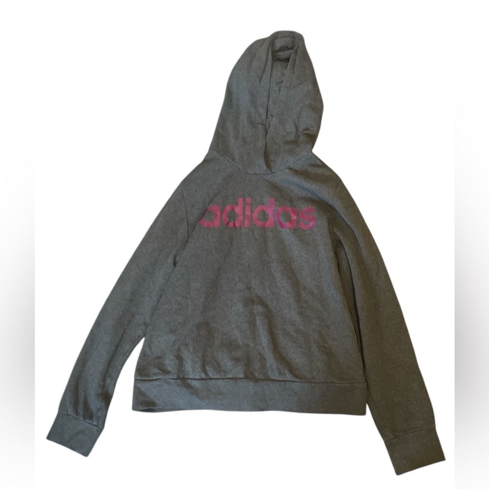 Adidas Dark Gray Hoodie with Purple Logo